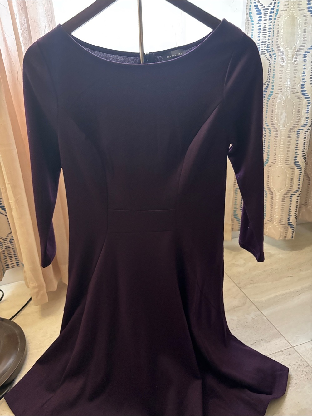 The Limited Deep Purple Long-Sleeve A-Line Dress